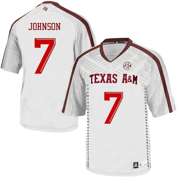Men #7 Devodrick Johnson Texas A&M Aggies College Football Jerseys Sale-White - Click Image to Close